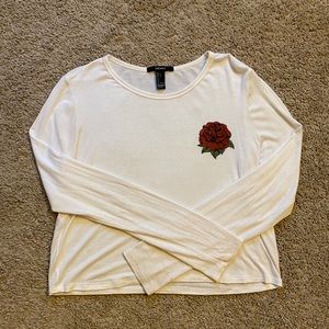 White long sleeve with rose